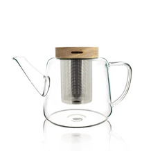 Teekanne aus Borosilikatglas mit Holzdecke 1L