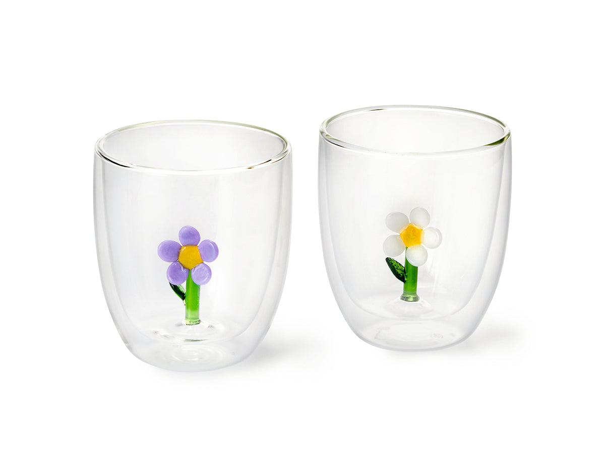 Doppelwandiges Glascup Flower 0.35L
