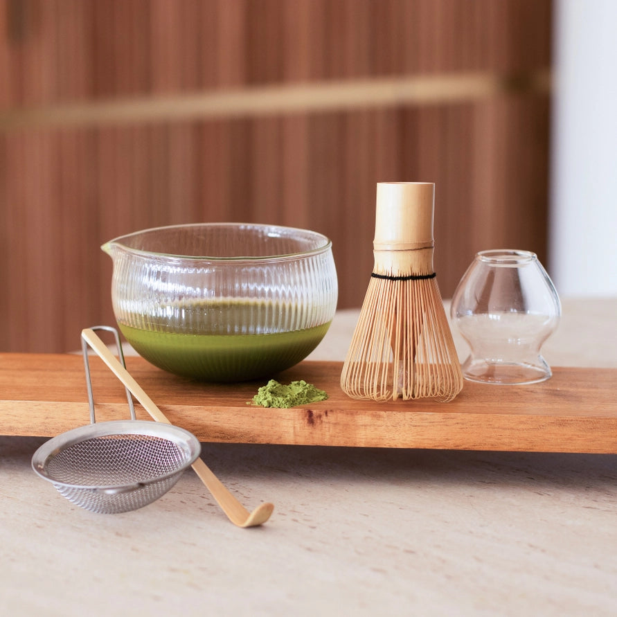 Matcha-Set 5-teilig aus Bambus und Glas