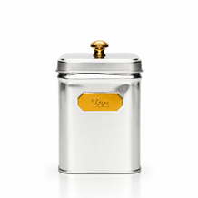Silver tin with gold button 100g