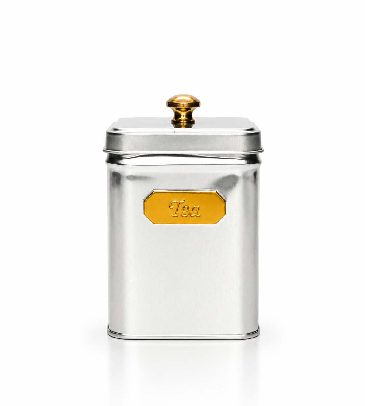 Silver tin with gold button 100g